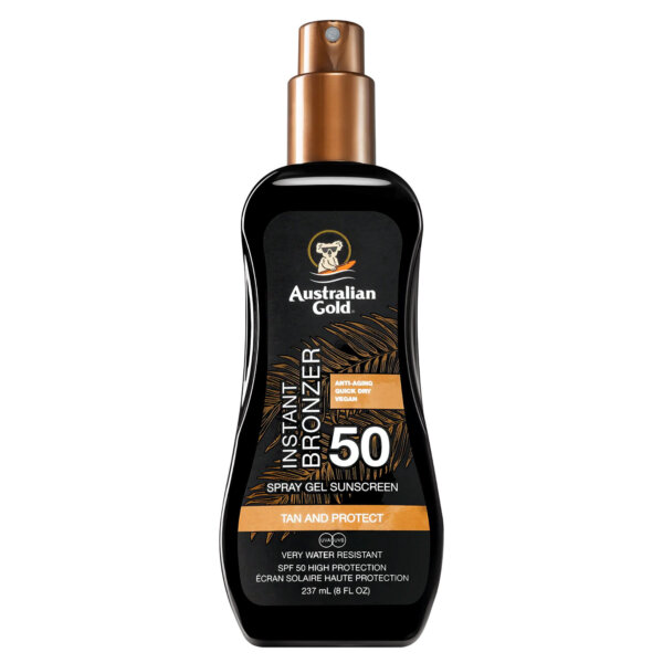 Australian Gold Instant Bronzer Spray Gel Sunscreen SPF50