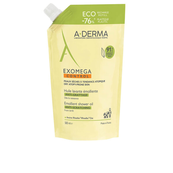 A-derma Exomega Control Emollient Shower Oil - täitepakend kuivale ja atoopiale kalduvale nahale dušiõli 500 ml Exomega Control Emollient Shower 2