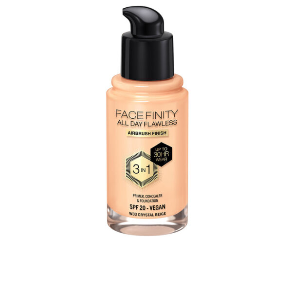 FACEFINITY ALL DAY FLAWLESS 3 IN 1 foundation #W33-crystal beige 30 ml Facefinity All Day Flawless Jumestuskreem 30ml