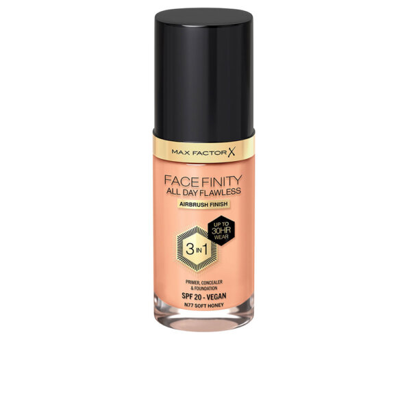 Max Factor All Day Flawless Facefinity 3 in 1 - Long lasting make-up 30 ml – toon 77 Soft Honey All Day Flawless Facefinity 4