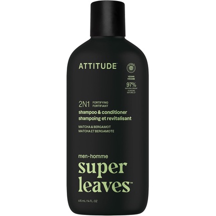 Super Leaves Matcha & Bergamot Shampoo & Conditioner - Pánský posilující šampon a kondicionér 2v1 Super Leaves Matcha And Šampoon