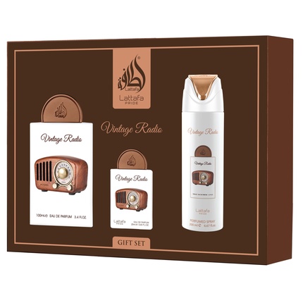 Pride Vintage Radio Gift Set EDP 100 ml, EDP 20 ml and body spray 200 ml Pride Vintage Radio Gift