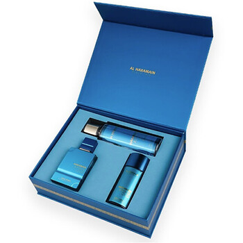 Amber Oud Aqua Dubai Gift Set Extrait de Parfum 75 ml, Extrait de Parfum 30 ml and Body Veil 250 ml Amber Oud Aqua Dubai 75ml