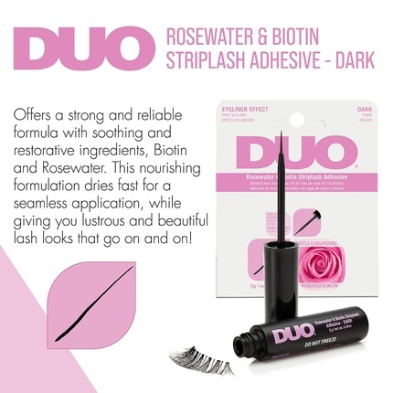 Ardell Duo Rosewater & Biotin Striplash Adhesive Dark - Adhesive for false eyelashes with a brush 5 g