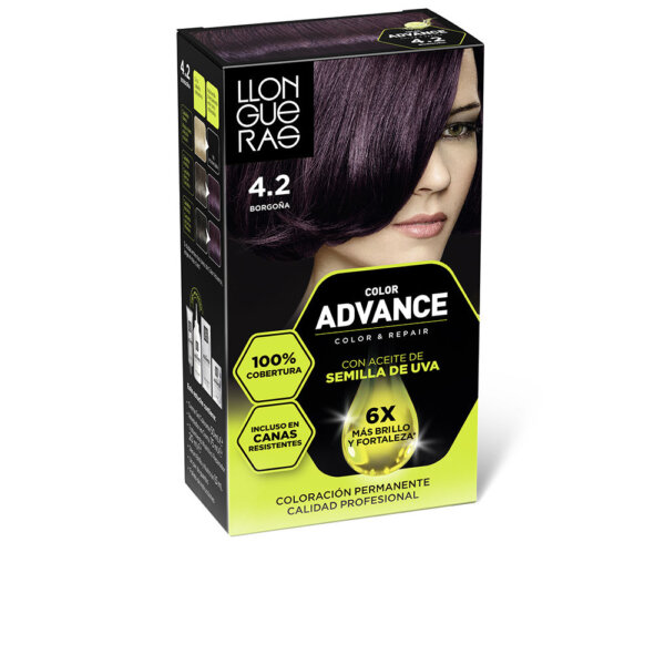 COLOR ADVANCE #4,2-borgoña 1 u Llongueras Color Advance juuksevärv toon 4.2
