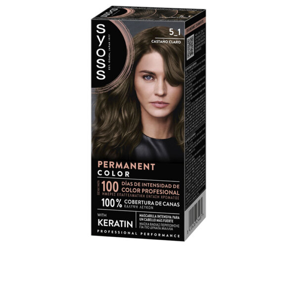 PERMANENT COLOR #5.1-Castaño Claro 1 u Syoss Permanent juuksevärv toon 5.1