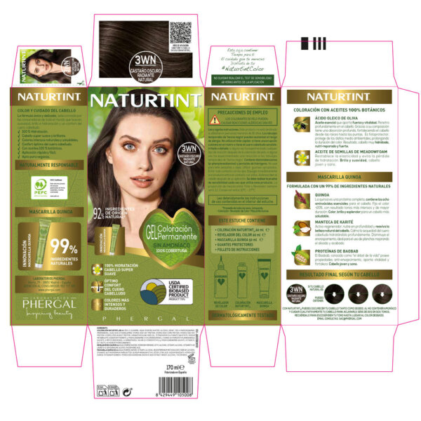 NATURTINT ammonia-free dye #3Wn-Natural Radiant Dark Brown 170 ml Ammonia Free Dye toon 3Wn