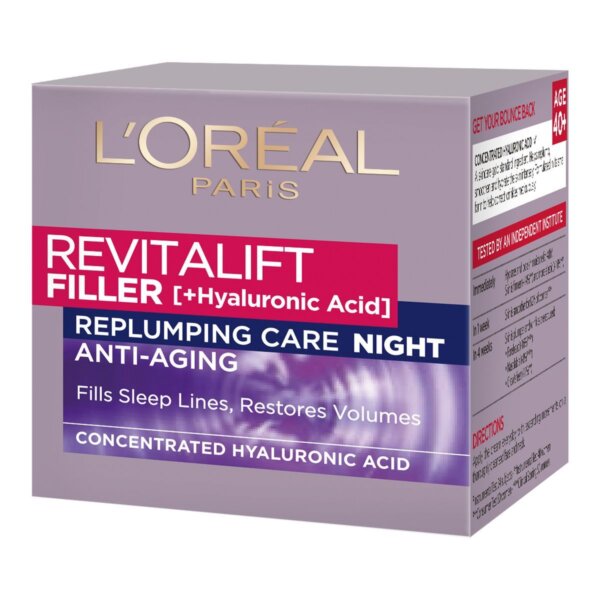 L'Oréal Revitalift Filler HA Night Cream - Night face cream näokreem 50 ml L´Oréal Revitalift Filler HA Night Cream – Night face cream