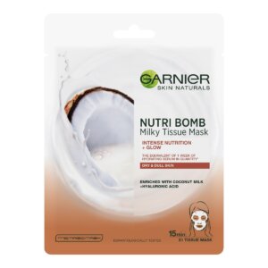 Garnier Skin Naturals Milky Tissue Mask – Textile face mask with coconut milk for dry skin