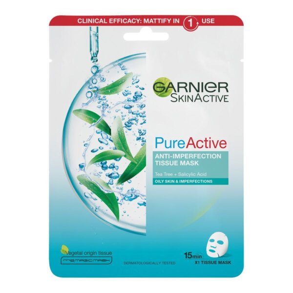 Garnier Skin Naturals Pure Active – Moisturizing textile mask against imperfections enriched with tea tree and salicylic acid