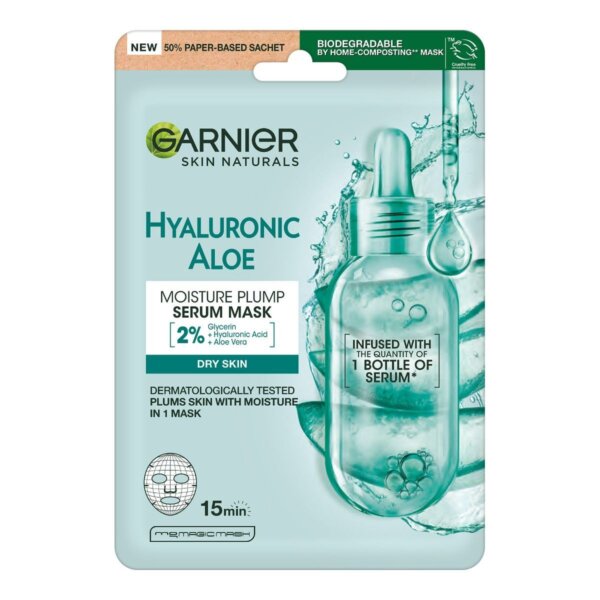 Garnier Hyaluronic Aloe Serum Tissue Mask – Textile face mask with aloe vera