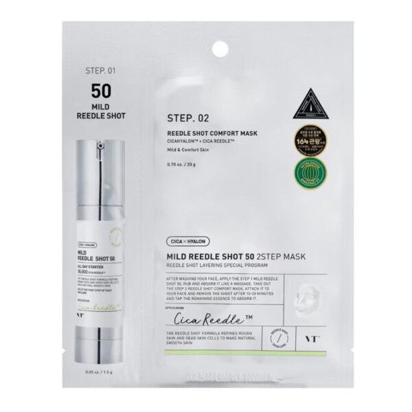 Vt Cosmetics Cica Mild Reedle Shot 50 Sheet 2step Mask – Face mask Vt Cosmetics Cica Mild Reedle Shot 50 Sheet 2step Mask – Face mask