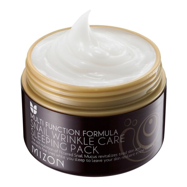 Mizon Snail Wrinkle Care Sleeping Pack – Regenerating night face mask with snail secretion filtrate 50% for skin rejuvenation and nutrition