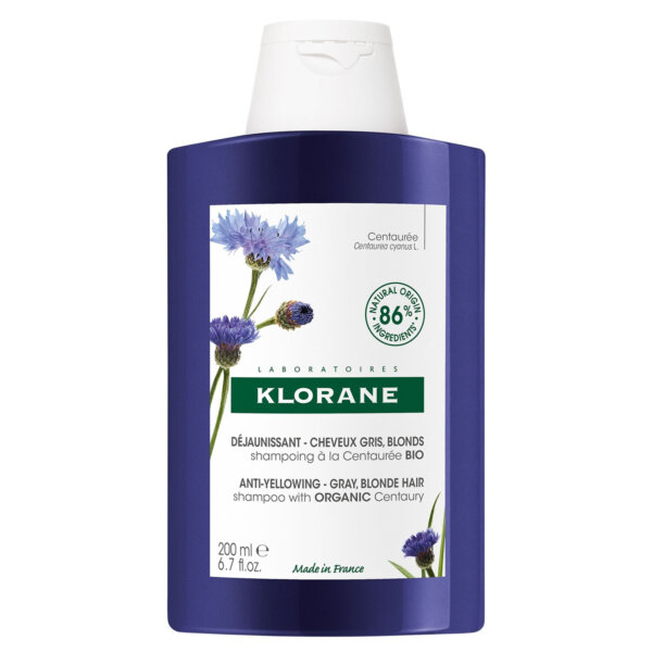 Klorane A LA CENTAUREA BIO anti-yellowing shampoo for gray and blonde hair 200 ml