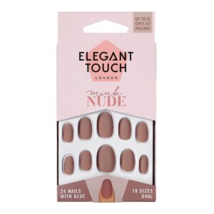 Elegant Touch POLISHED COLOUR nails with glue oval #mink nude