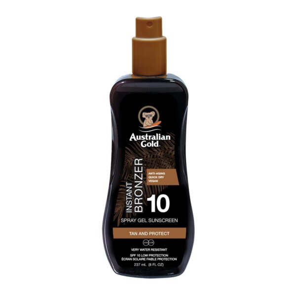 Australian Gold SUNSCREEN SPF10 spray gel with instant bronzer 237 ml