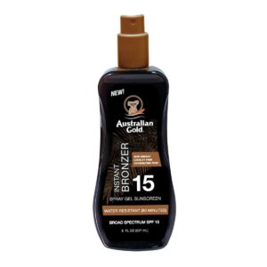 Australian Gold SUNSCREEN SPF15 spray gel with instant bronzer 237 ml