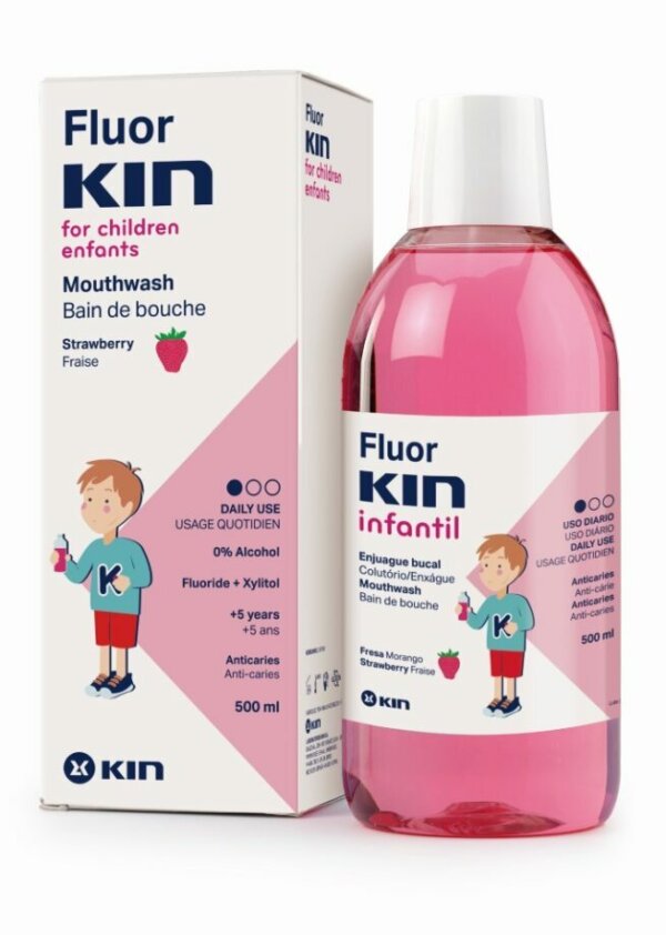 FLUORKIN INFANTIL anti-cavity mouthwash #strawberry 500 ml