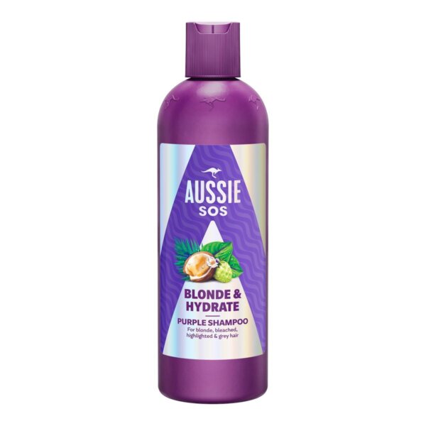 AUSSIE SOS BLONDE & HYDRATE purple shampoo 300 ml AUSSIE SOS BLONDE & HYDRATE purple shampoo 300 ml