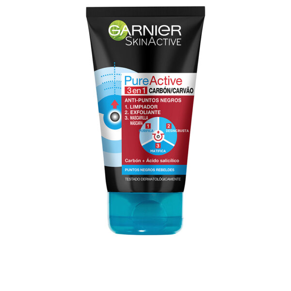 PURE ACTIVE intensive 3-in-1 charcoal anti-blackheads for oily skin 150 ml Garnier Õli