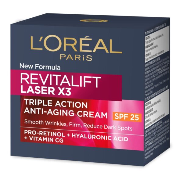 L´Oréal Revitalift Laser X3 Anti-Age Day Cream SPF 20 – Liftingový zpevňující krém pro každodenní použití 50 ml