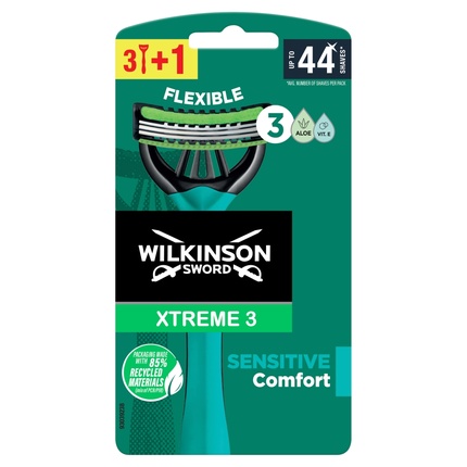 Xtreme3 Sensitive (4 tk) - Disposable razor for men Wilkinson Sword Nahahooldustoode