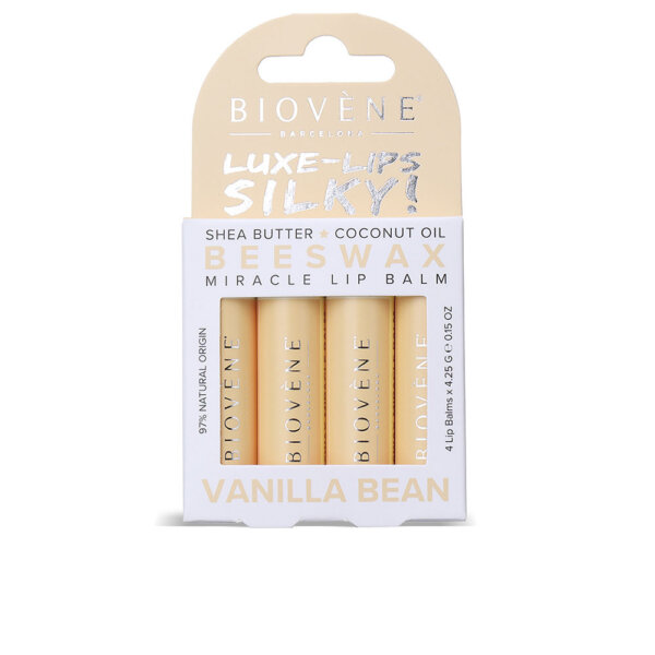 BEESWAX VANILLA BEAN LIP BALMS PACK 4 tk Biovène Palsam