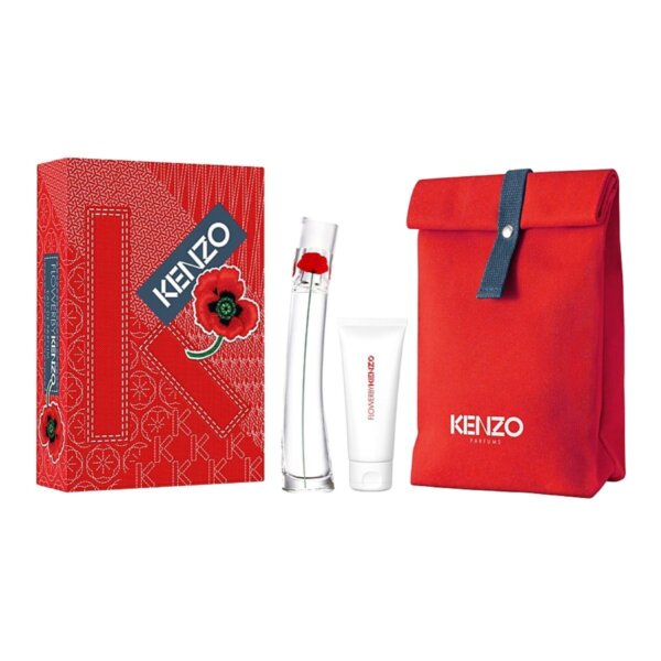 Flower By Kenzo kinkekomplekt EDP 50 ml, ihupiim 75 ml ja pouzdro Flower By Kenzo kinkekomplekt EDP pouzdro