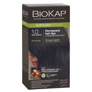 Biokap NUTRICOLOR DELICATO – hair color – 1.00 natural black 140 ml