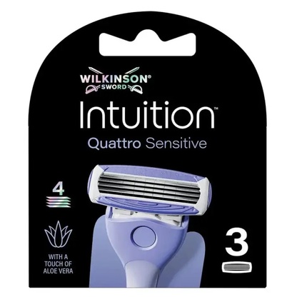 Intuition Quattro Sensitive - replacement heads 3 tk Wilkinson Sword Intuition Quattro vahetuspead