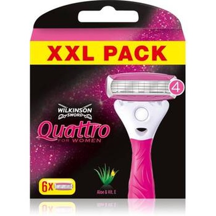 Quattro For Women Sensitive (6 tk) Wilkinson Sword Quattro Nahahooldustoode