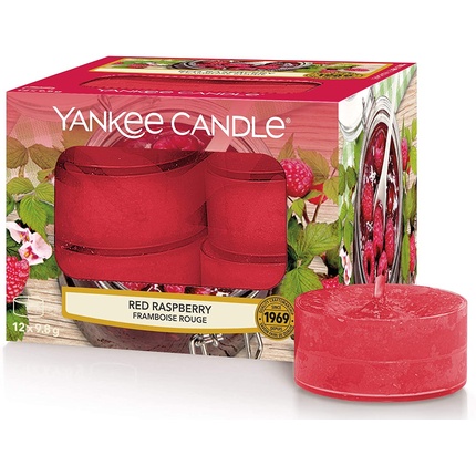 Red Raspberry Candle (raspberries) - Aromatic tea candles (12 pcs) Yankee Candle Red Raspberry Küünal