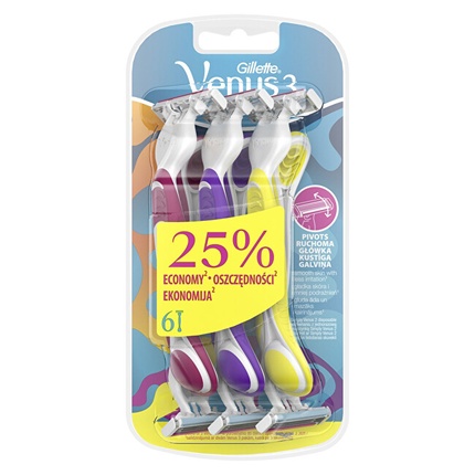 Simply Venus 3 Plus Yellow (6 tk) Gillette Nahahooldustoode