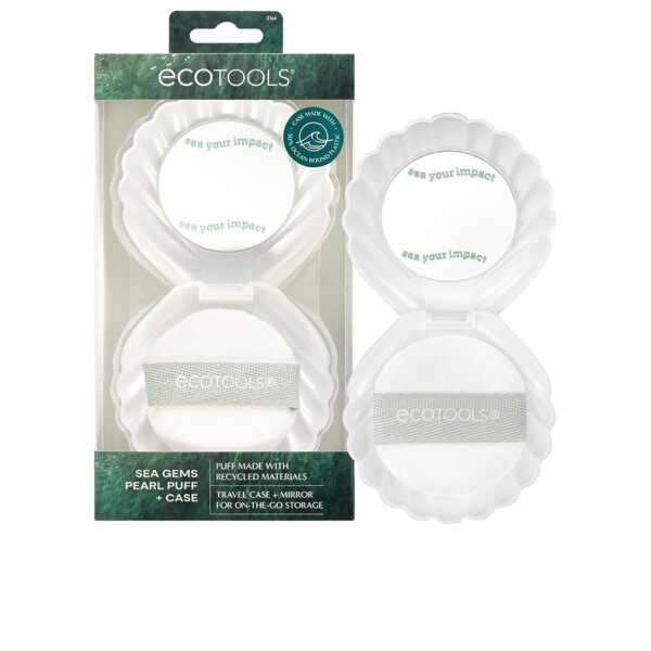 SEA GEMS PEARL PUFF Makeup Puff with Case and Mirror (2 units) 2 tk Ecotools Sea Gems Pearl Peegel