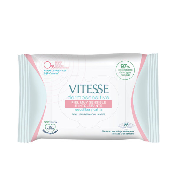 Vitesse Dermosensitive makeup remover wipes rebalance and soothe 25 units 25 tk Vitesse Dermosensitive meigieemaldaja